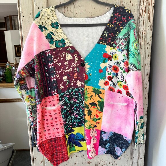 ***NEW STYLE***PATCHWORK OVERSIZED CARDIGAN SWEATER - Picture 8 of 9